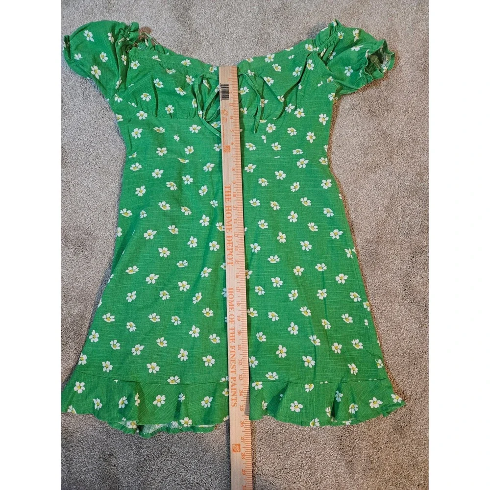 Urban Outfitters Floral Mini Dress Womens Large‎ Green Ruffle Y2K Cottagecore